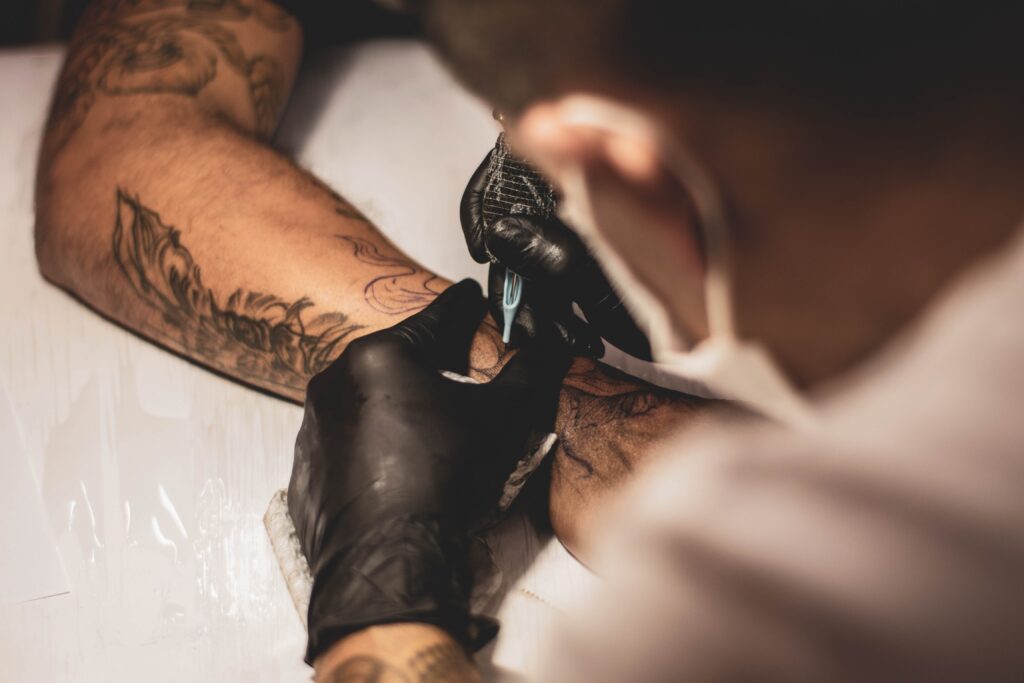 different types of gloves chosen for tattooing